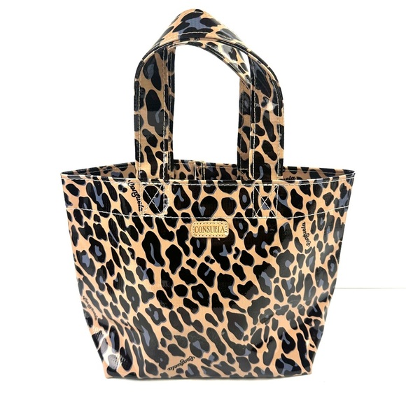 Consuela Grab N Go Mini Bag Leopard Vinyl Double Handle Tote No Closure - Picture 1 of 14